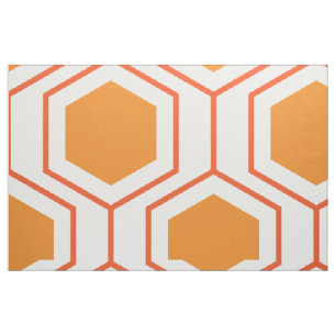 Hexagon abstract geometrical pattern in orange and fabric