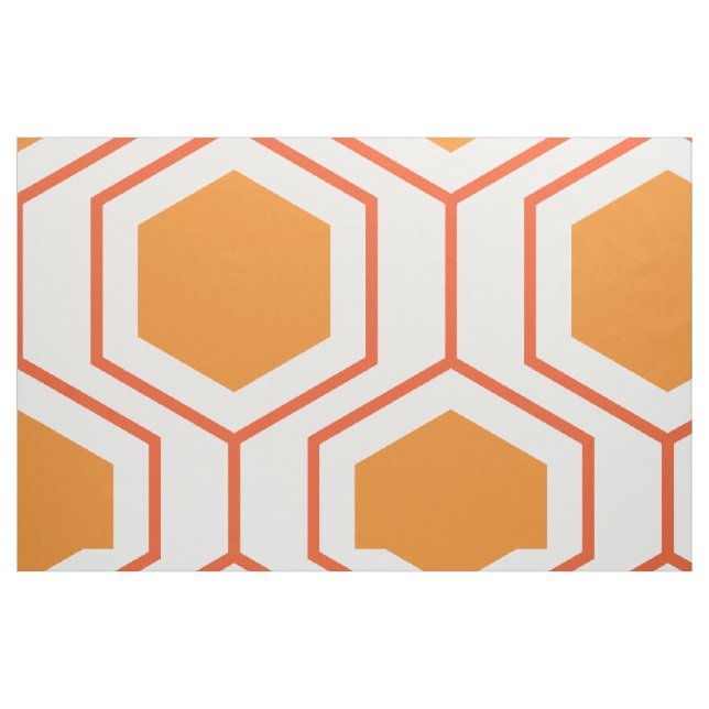 Hexagon abstract geometrical pattern in orange and fabric (Fat Quarter)