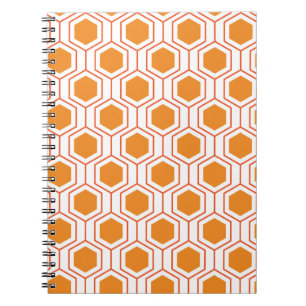 Hexagon abstract geometrical pattern in orange and notebook