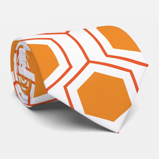 Hexagon abstract geometrical pattern in orange and tie (Rolled)