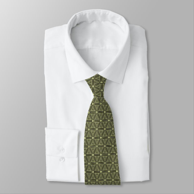hexagon and triangles graphic design lemon black tie (Tied)
