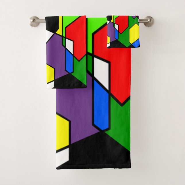Hexagon Bauhaus Bath Towel Set (Insitu)