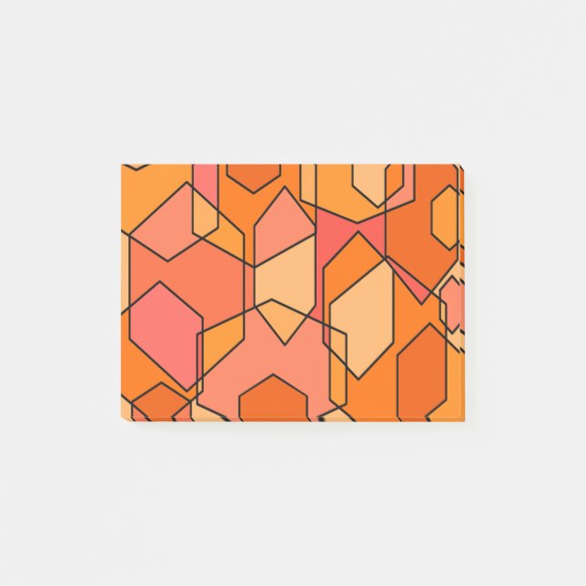 Hexagon Bauhaus - Orange Post-it Notes (Front)