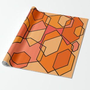 Hexagon Bauhaus - Orange  Wrapping Paper