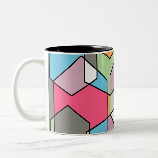 Hexagon Bauhaus - Pastels Two-Tone Coffee Mug (Left)