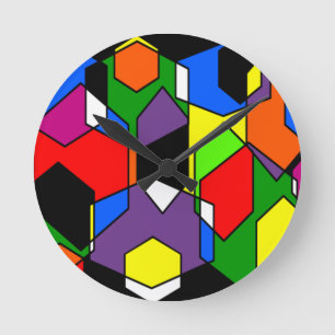 Hexagon Bauhaus  Round Clock