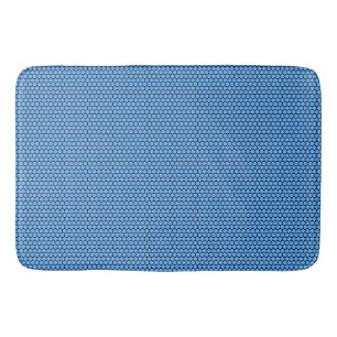 Hexagon Blue Black Pattern Bath Mat