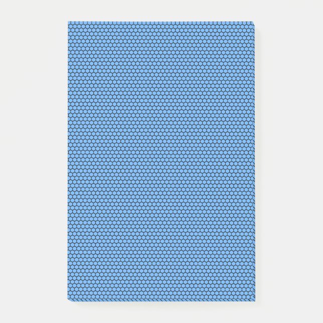 Hexagon Blue Black Pattern Post-it Notes (Front)