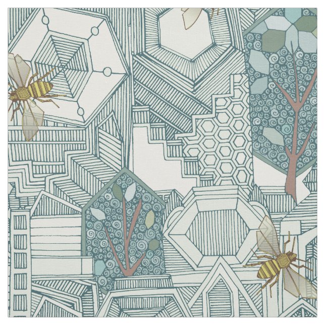 hexagon city fabric (Swatch)