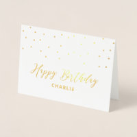 Hexagon Confetti Stylish Custom Happy Birthday Foi