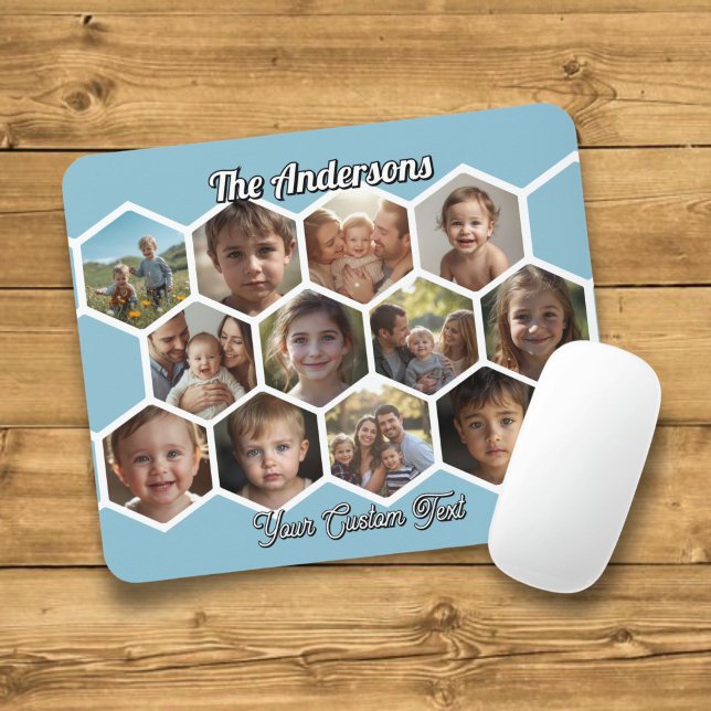 Hexagon Family Photo Collage Mouse Pad (Creator Uploaded)
