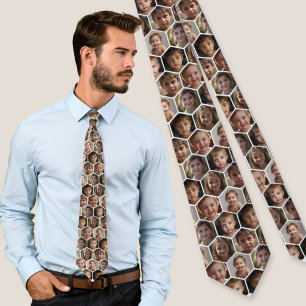 Hexagon Family Photo Collage Tie