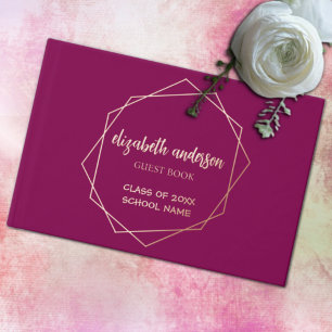 Hexagon Geometric Frame Graduation Guest Book