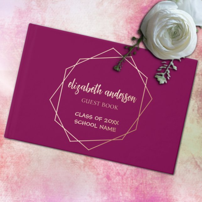Hexagon Geometric Frame Graduation Guest Book (Creator Uploaded)