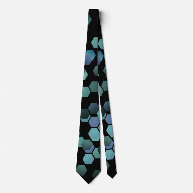 Hexagon geometric futuristic fashion tie (Front)