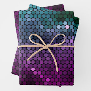 Hexagon geometric gradient Purple and Blue-Green Wrapping Paper Sheet