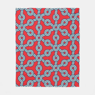 Hexagon grid, red blue, geometric pattern. fleece blanket