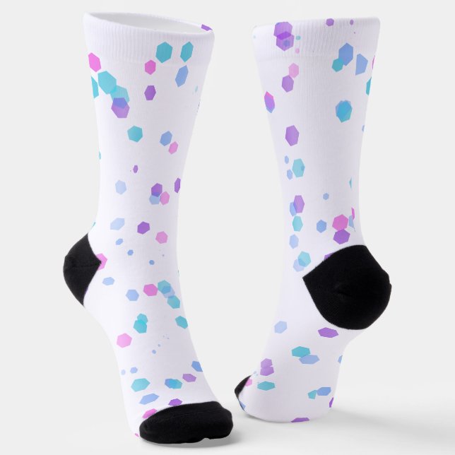 Hexagon Halftone Polka Sustainable Premium Crew Socks (Angled)