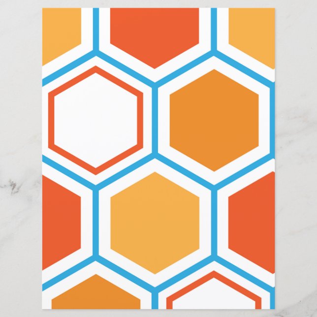 Hexagon in orange, blue and white (Front)