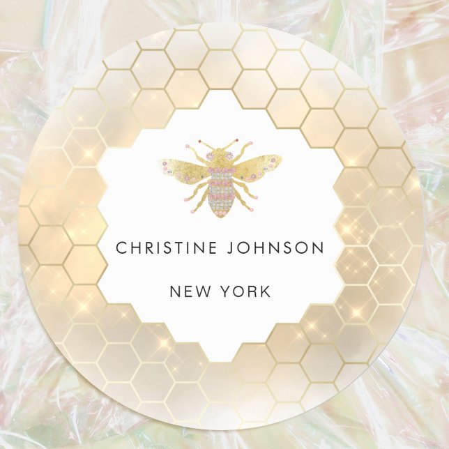 hexagon jewel bee logo classic round sticker (Creator Uploaded)