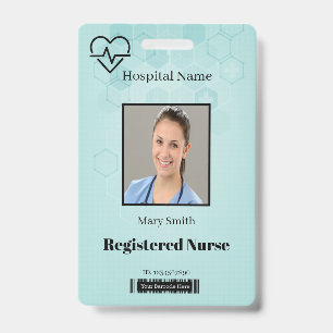 Hexagon Medical Heat Beat Lifeline Photo ID Vertic Badge