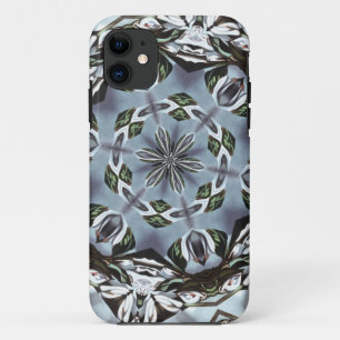 Hexagon Of Jungle Leaves and Tropical Flowers iPhone 11 Case