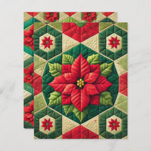 Hexagon Patchwork Poinsettia Scrapbook Paper
