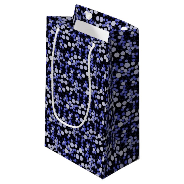 Hexagon pattern 01b.Blue. Black BG Small Gift Bag (Front Angled)