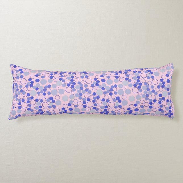 Hexagon pattern 01b.Blue. Lpink BG Body Cushion (Front)