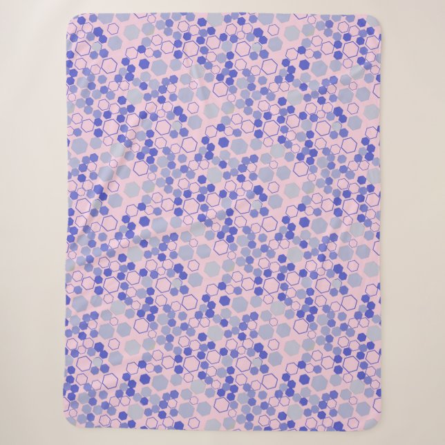 Hexagon pattern 01b.Blue. Lpink BG Sherpa Blanket (Front)