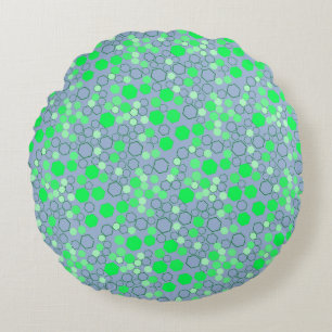 Hexagon pattern 02b.Green LBlue BG Round Cushion