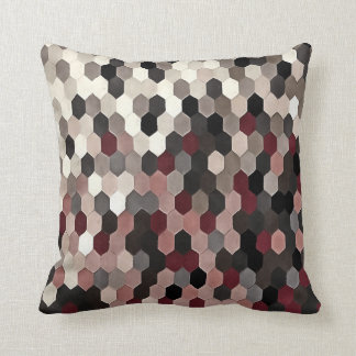 Hexagon Pattern In Grey and Burgundy Autumn Colour Cushion