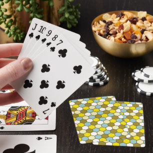Hexagon Pattern in Yellow, Green and Blue Playing Cards