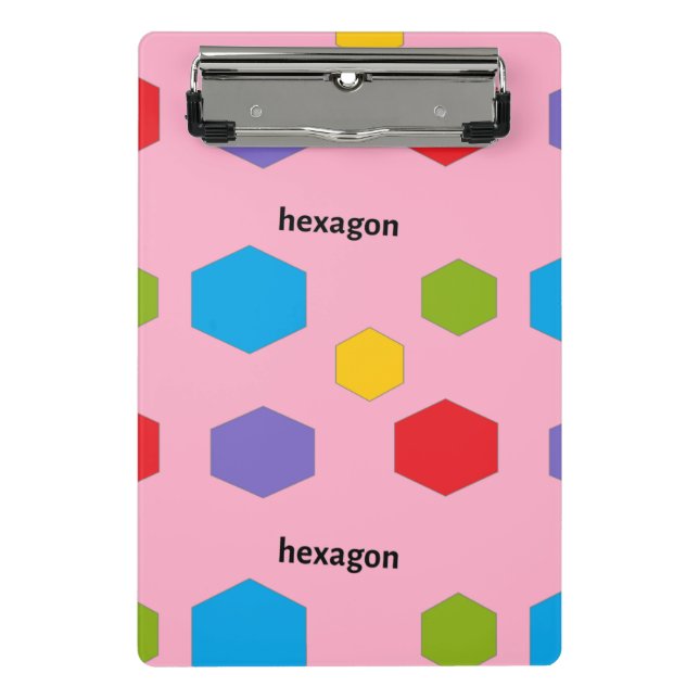 Hexagon pattern on pink mini clipboard (Front)