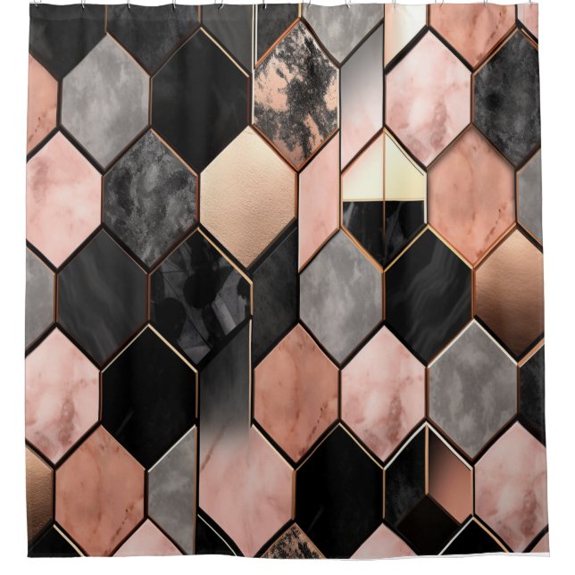 Hexagon Pattern Shower Curtain (Front)