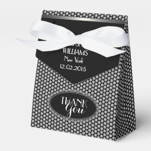 Hexagon Pattern Stylish Black White Wedding Party Favour Box
