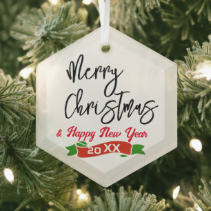 Hexagon Personalised Ornament Merry Christmas