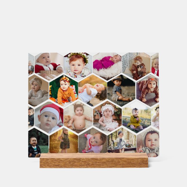 Hexagon Photo Collage Acrylic Sign (Front)