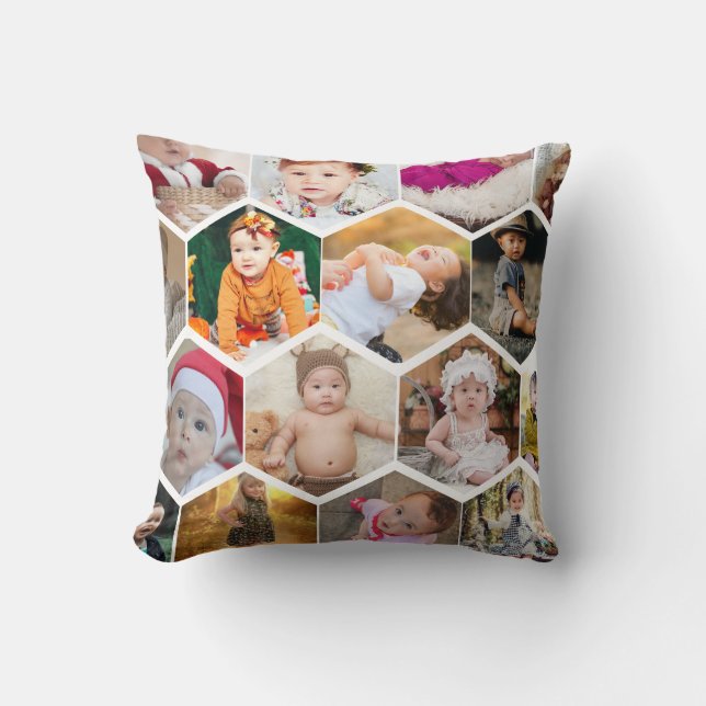 Hexagon Photo Collage Cushion (Front)