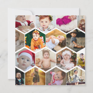 Hexagon Photo Collage Thank You Card
