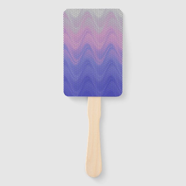 Hexagon Purple Pink Abstract Pattern Hand Fan (Front)