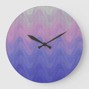 Hexagon Purple Pink Abstract Pattern Large Clock
