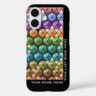 Hexagon Quilt Warm Rainbow (Personalised) iPhone 16 Case