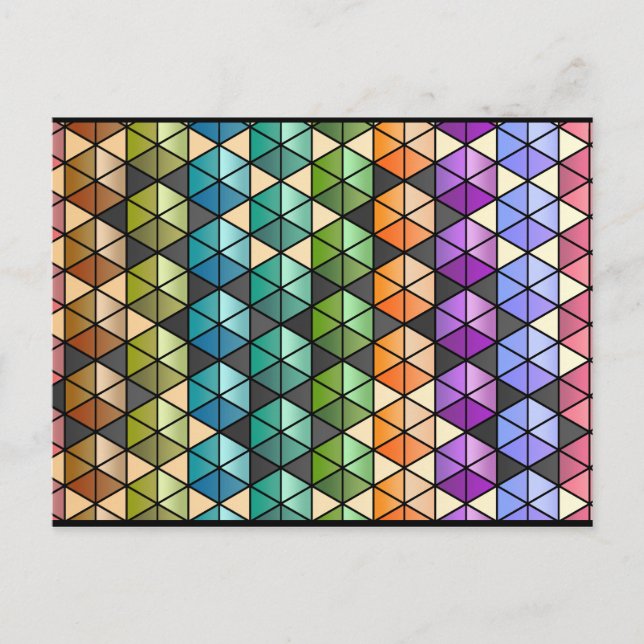 Hexagon Quilt (Warm Rainbow) Postcard (Front)