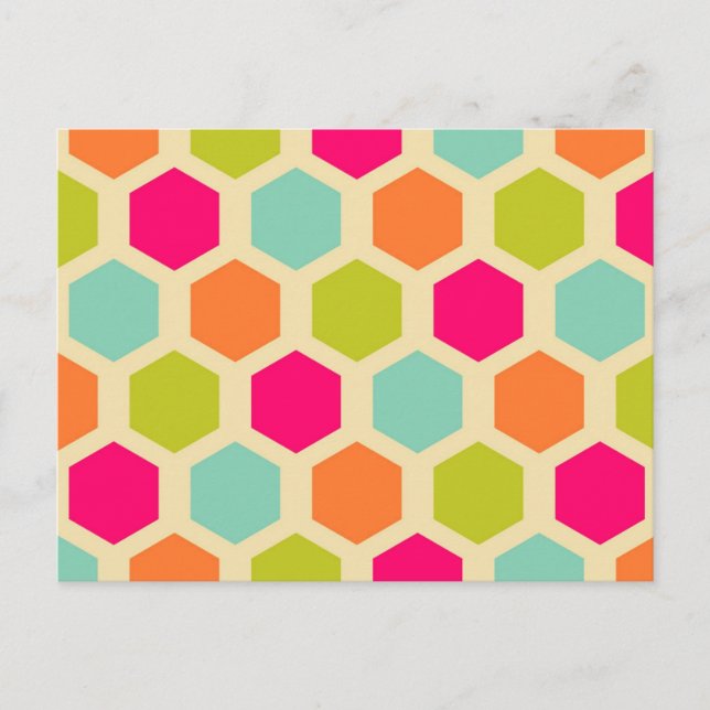 Hexagon Shapes in Vintage Colours Pattern Postcard (Front)