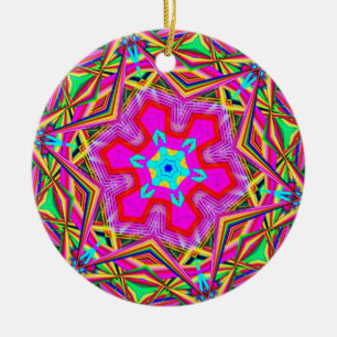 Hexagon snowflake kaleidoscope ceramic tree decoration