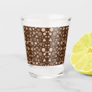 Hexagon & Triangle Pink & Brown on Brown Pattern Shot Glass