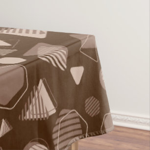 Hexagon & Triangle Pink & Brown on Brown Pattern Tablecloth