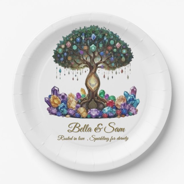 Hexagon wedding invitation coaster paper plate (Front)