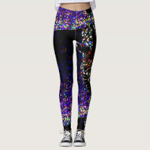 Hexagon Zebra Print Leggings on Black